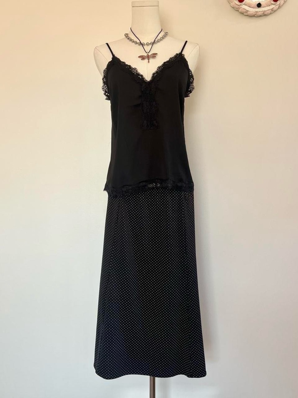 Joe Benbasset Black Polka Dot Midi Skirt